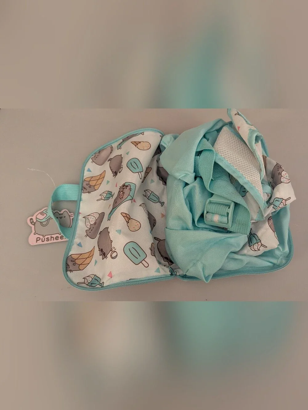 NWT, Pusheen Exclusive Fold Up Packable Zippered Backpack Bag. Holds up to 20lbs